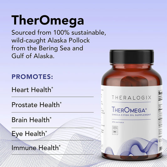 Theralogix Theromega Omega-3 Fish Oil Supplement - Supports Heart, Brain, Immune & Joint Health* - 700 Mg Dha & Epa From Wild Alaska Pollock - Sustainably Sourced - Nsf Certified - 270 Softgels