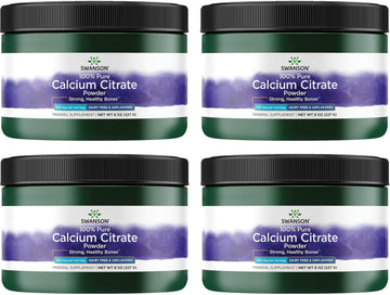 Swanson 100% Pure And Dairy-Free Calcium Citrate Powder 8 Ounce (227 G) Pwdr (4 Pack)