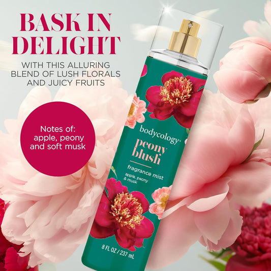 Bodycology Long-Lasting Fragrance Body Mist, Peony Blush, 8 Fl Oz