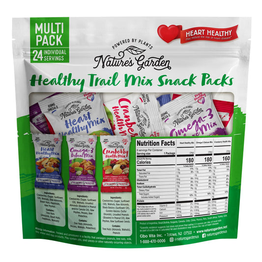 Nature'S Garden Healthy Trail Mix Snack Packs – Mixed Nuts, Heart Healthy Nuts, Omega-3 Rich, Cranberries, Pumpkin Seeds, Perfect For The Entire Family – 28.8 Oz Bag (24 Individual Servings)