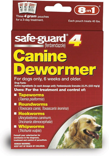 Excel 8In1 Safe-Guard Canine Dewormer For Large Dogs, 3 Day Treatment, Red, 40 Lbs/Pouch (J7164-1)