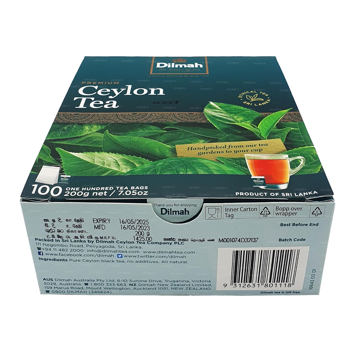 Dilmah Premium Ceylon Tea (200G) 100 Tea Bags