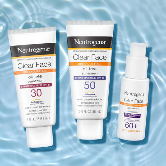 Neutrogena Face Sunscreen Broad Spectrum Spf 50 Clear Face Breakout Free Lotion, Fragrance- & Oxybenzone-Free, Non-Comedogenic, Twin Pack, 2 X 3 Fl. Oz