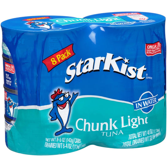Starkist Chunk Light Tuna In Water, 5 Oz Can, Pack Of 8