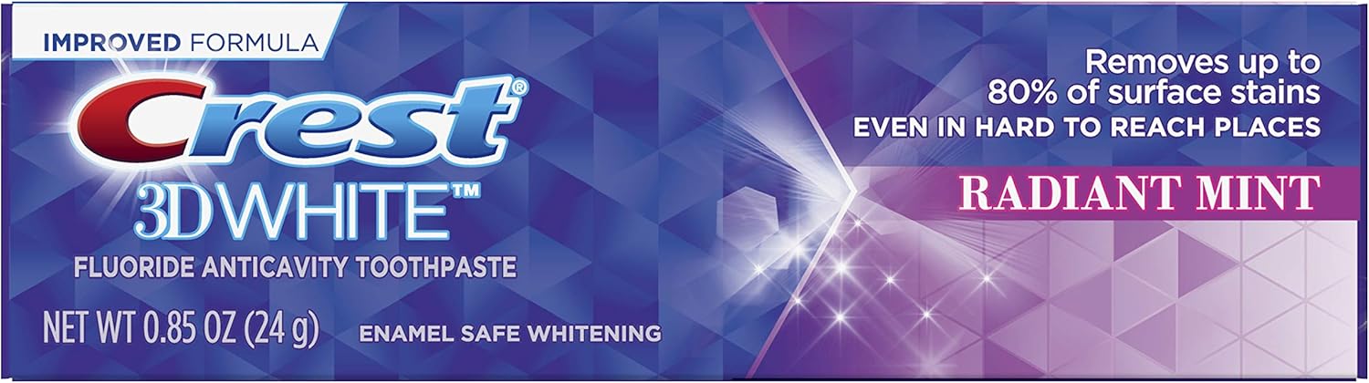 Crest 3D White Vivid Fluoride Anticavity Toothpaste Radiant Mint - 0.85 Oz Pack Of 2