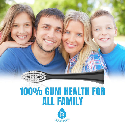Pursonic Standard Electric Toothbrush Heads - 8 Pack Electric Toothbrush Replacement Brush Heads For Dazzlepro Elements - Tooth Brush Heads For Aquasonic Vibe, Duo Pro & Black Series Pro (Black)