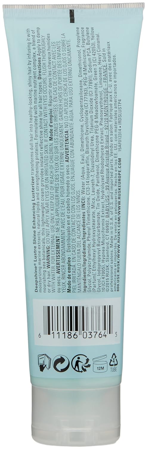 Rusk Deepshine Lustre Shine Enhancing Lusterizer, Detangles, Provides Shine, And Reduces Frizz, 4.4 Oz