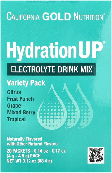 California Gold Nutrition Hydrationup, Electrolyte Drink Mix, Variety Pack, 20 Packets, 0.15 Oz (4.2 G) Each