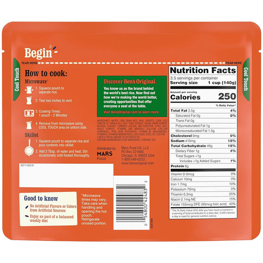 Ben'S Original Ready Rice Garden Vegetable Medley Flavored Rice, Family Size, 17.3 Oz Pouch (Pack Of 6)