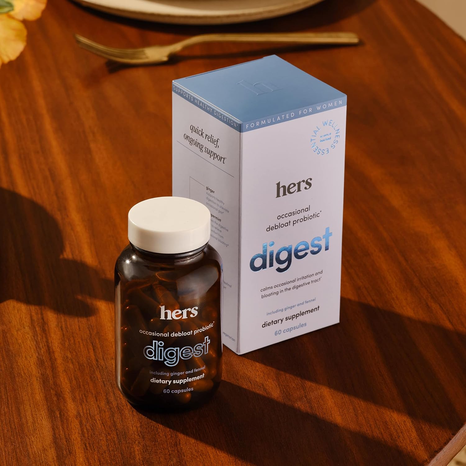 Hers Digest Supplement - Women's Probiotic Supplement for Debloating - Supports Healthy Digestion - Vegetarian - 60 Capsules : Health & Household