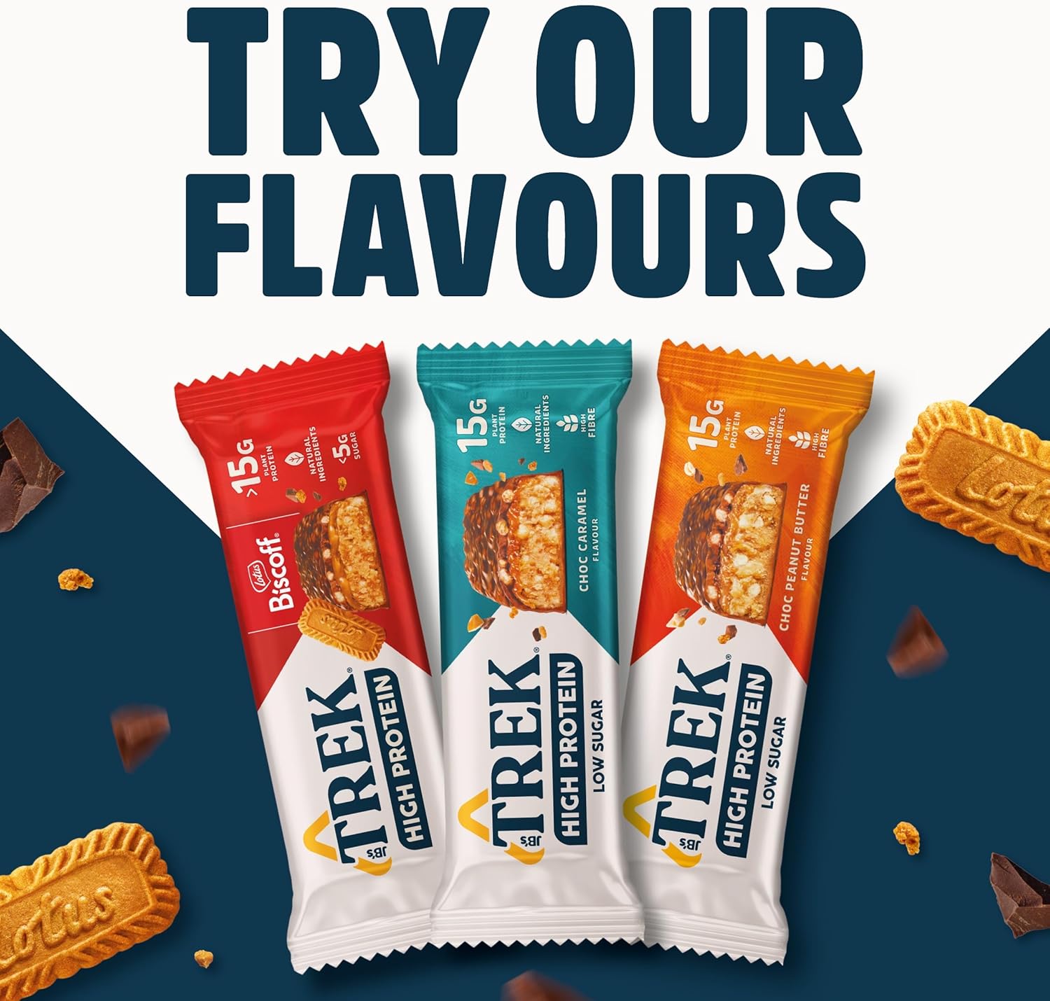 JB's TREK High Protein Biscoff Bar - Plant-based protein - High Fibre - 12 x 55g : Amazon.co.uk: Grocery