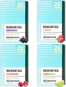 Humantra Hydration Packets | Zero Sugar Electrolyte Hydration Multiplier with Essential Minerals | Boost Immune & Metabolic Functions | Electrolytes Powder (20 Count, 4 Pack Bundle)