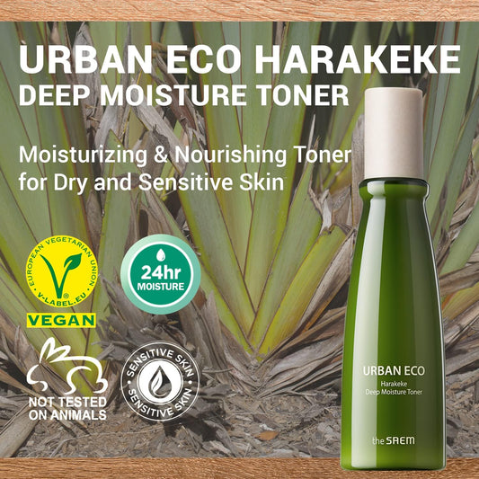 Thesaem Urban Eco Harakeke Deep Moisture Toner 5.07 Fl.Oz. - Vegan Ultra Moisturizing And Nourishing For Dry Skin - Softening Essential With Harakeke Root Extract And Ceramides