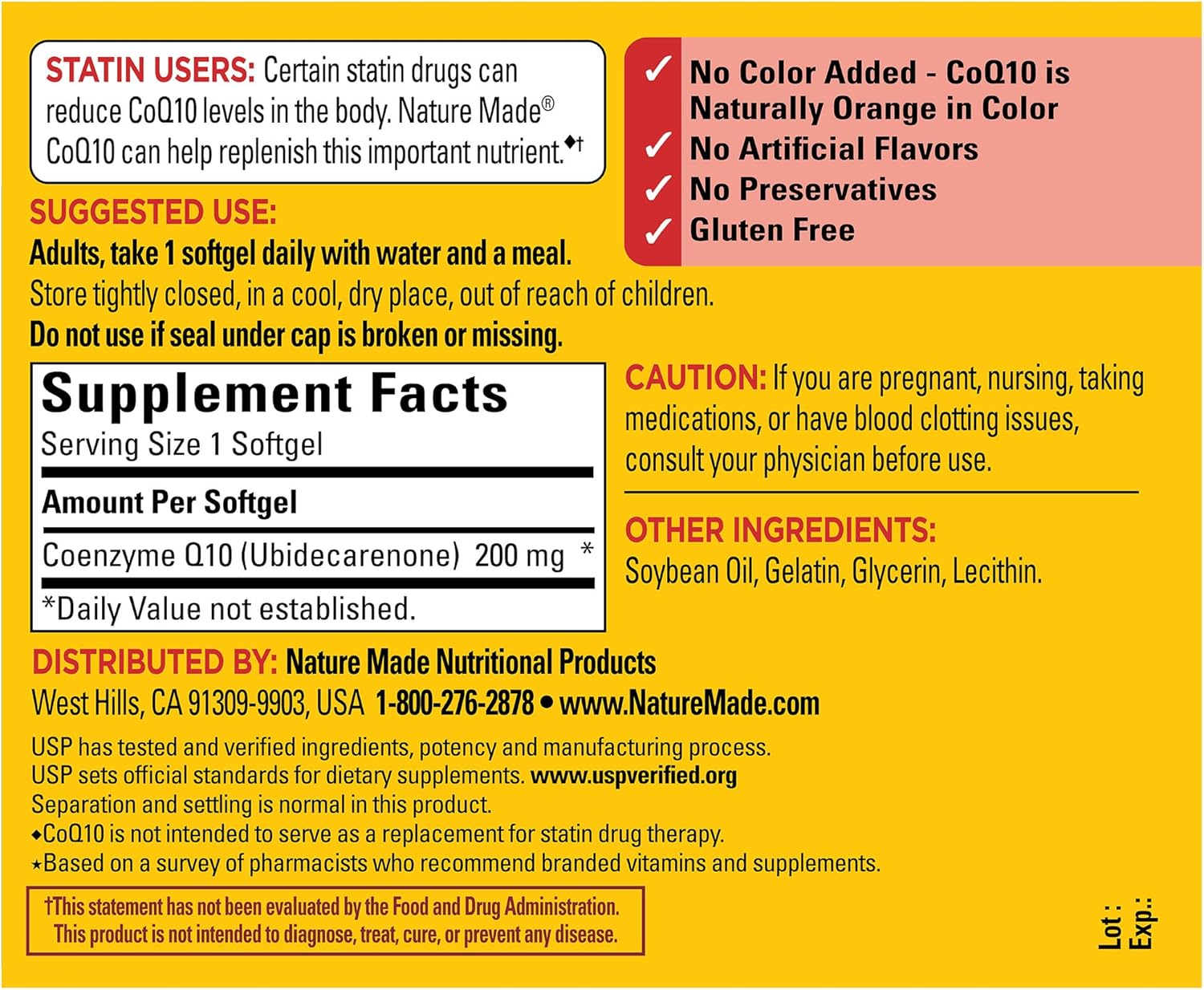 Nature Made Coq10 200Mg, Dietary Supplement For Heart Health Support, 105 Softgels, 105 Day Supply : Health & Household