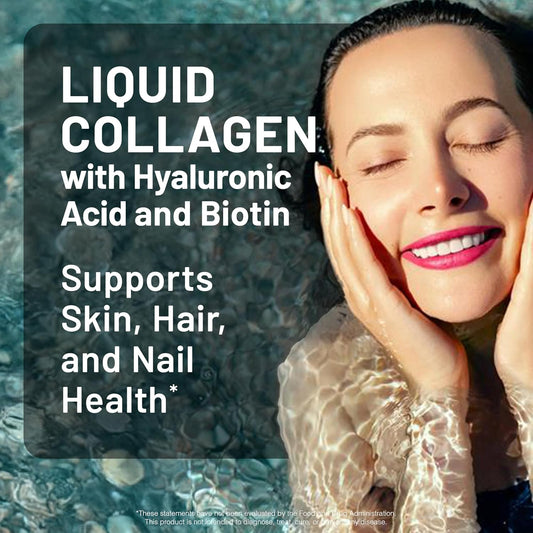 Naturewise Liquid Collagen For Women & Men 4000Mg, Type 1 & 3 Peptides With Biotin For Hair, Skin And Nails + Vitamin C + Vitamin B Complex - Low Sugar - Mixed Berry - 30 Tubes