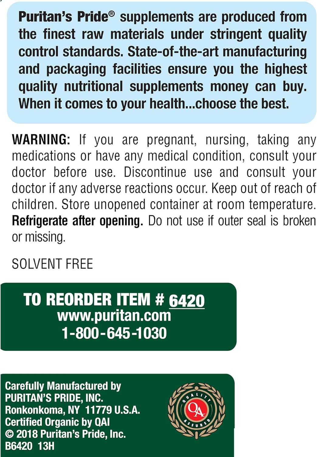 Puritan's Pride Organic Flaxseed Oil, Cold-Pressed, Source of Vegetari