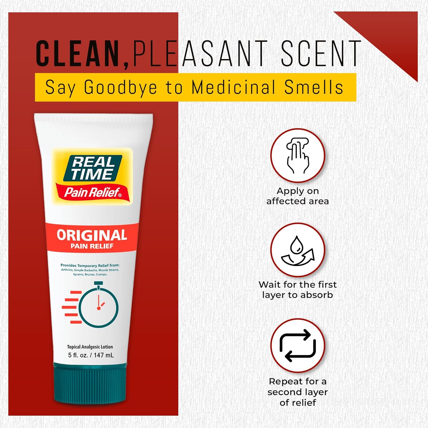 Real Time Pain Relief Cream 5Oz Tube | 17 Natural Ingredients: 1.25% Menthol, Arnica & Msm | Muscle Strain & Joint Discomfort Relief For Arthritis, Cramps, Sprains, Bruises, Hands, Back & Knee Pain : Health & Household