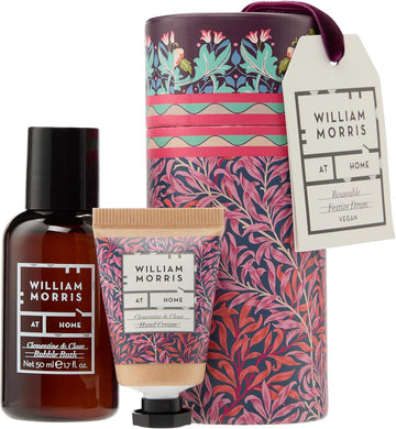 William Morris At Home Bird And Yare, Festive Drum With Bubble Bath 50Ml And Hand Cream 15Ml, Travel Size And Vegan Friendly, Beauty Christmas Gift And Stocking Filler