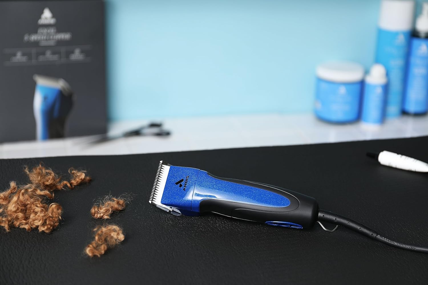 Andis 68520 Excel Professional 5-Speed Detachable Blade Clipper Kit - Animal/Dog Grooming, Rotary Motor, Soft-Grip Anti-Slip Housing, 14-Inch Cord, For All Coats & Breeds, Smc, Blue : Pet Supplies