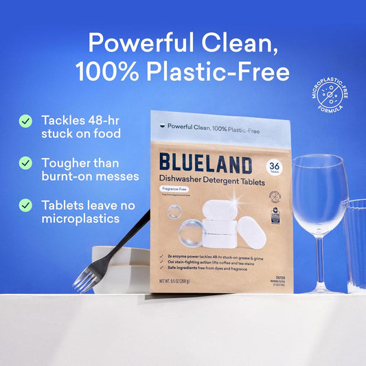 Blueland 100% Plastic-Free Dishwasher Detergent Tablets, 60 Count, Lemon Zest Scent, Eco Friendly Dishwashing Pods, Natural, Sustainable