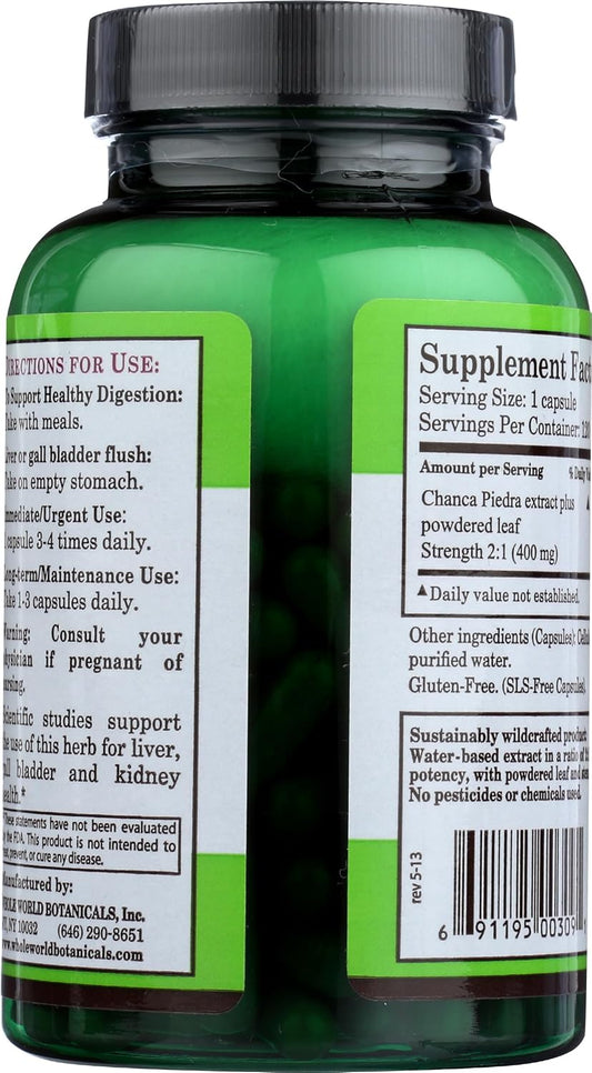 Whole World Botanicals Royal Chanca Piedra (Break-Stone) Liver Gall Bladder Support - 400 Mg - 120 Vegetarian Capsules