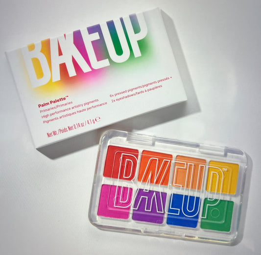 Primary Eyeshadow Palette - Micro Palm | Eyeshadow & Pigment In Primary Colors, 6 Matte Pigments, 2 Eyeshadows, High Pigment Vegan Makeup, Travel Size, Palette Matte