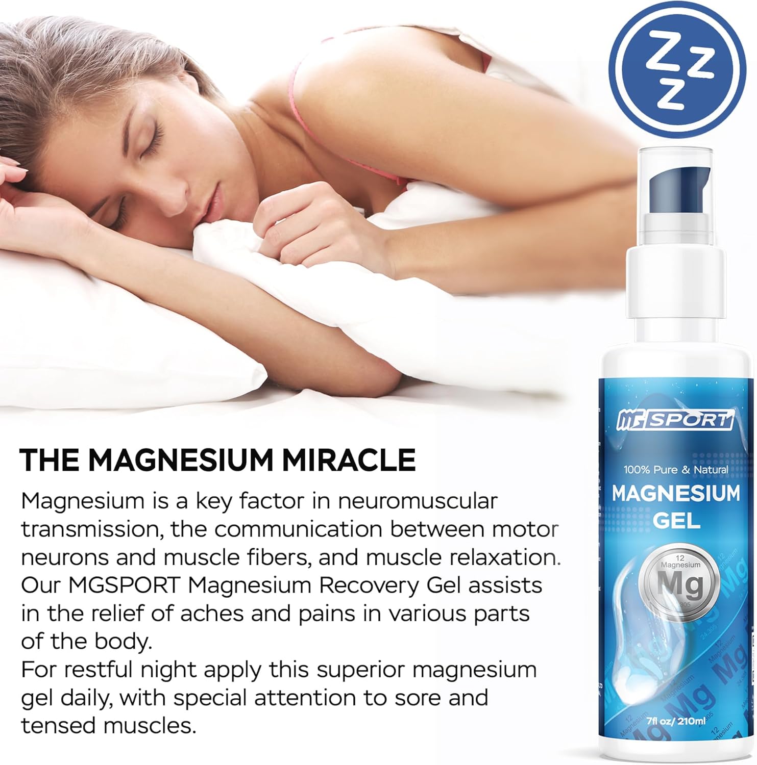 Magnesium Gel + Pump 1,050 Presses 50Mg Mgcl Ea. For Leg Cramps. Preservatives Free, High Absorption, Less Sting Than Magnesium Oil Spray, Gel Pump For Accurate Application : Health & Household
