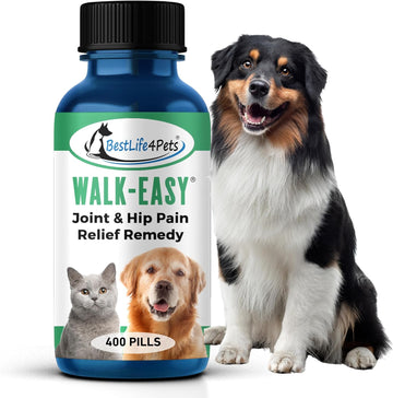 Bestlife4Pets Walk-Easy Hip And Joint Supplement For Dogs & Cats - Arthritis Pain Relief And Anti-Inflammatory Support Pills For Dogs & Cats Joint Pain Relief - Easy To Use Natural Pills