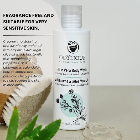 Odylique Aloe Vera Body Wash 200Ml | Unscented | Vegan, Organic & 100% Natural | Sulphate Free