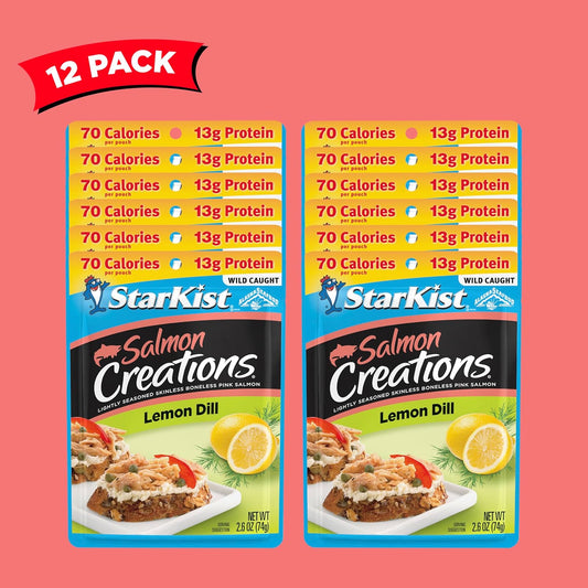 Starkist Salmon Creations Lemon Dill - 2.6 Oz Pouch (Pack Of 12) (Packaging May Vary)