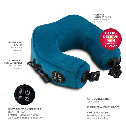 Conair Pillow For Neck And Shoulder Pain Travel Neck Pillow With Vibra