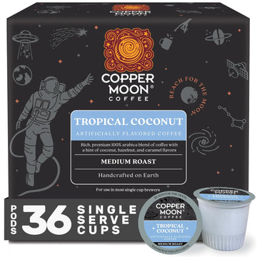 Copper Moon Single Serve Coffee Pods For Keurig K-Cup Brewers, Medium Roast, Tropical Coconut Blend, 12 Count(Pack Of 3)