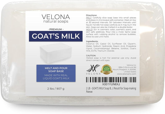 Velona 2 Lb - Goats Milk Soap Base Sls/Sles Free | Melt And Pour | Natural Bars For The Best Result For Soap-Making