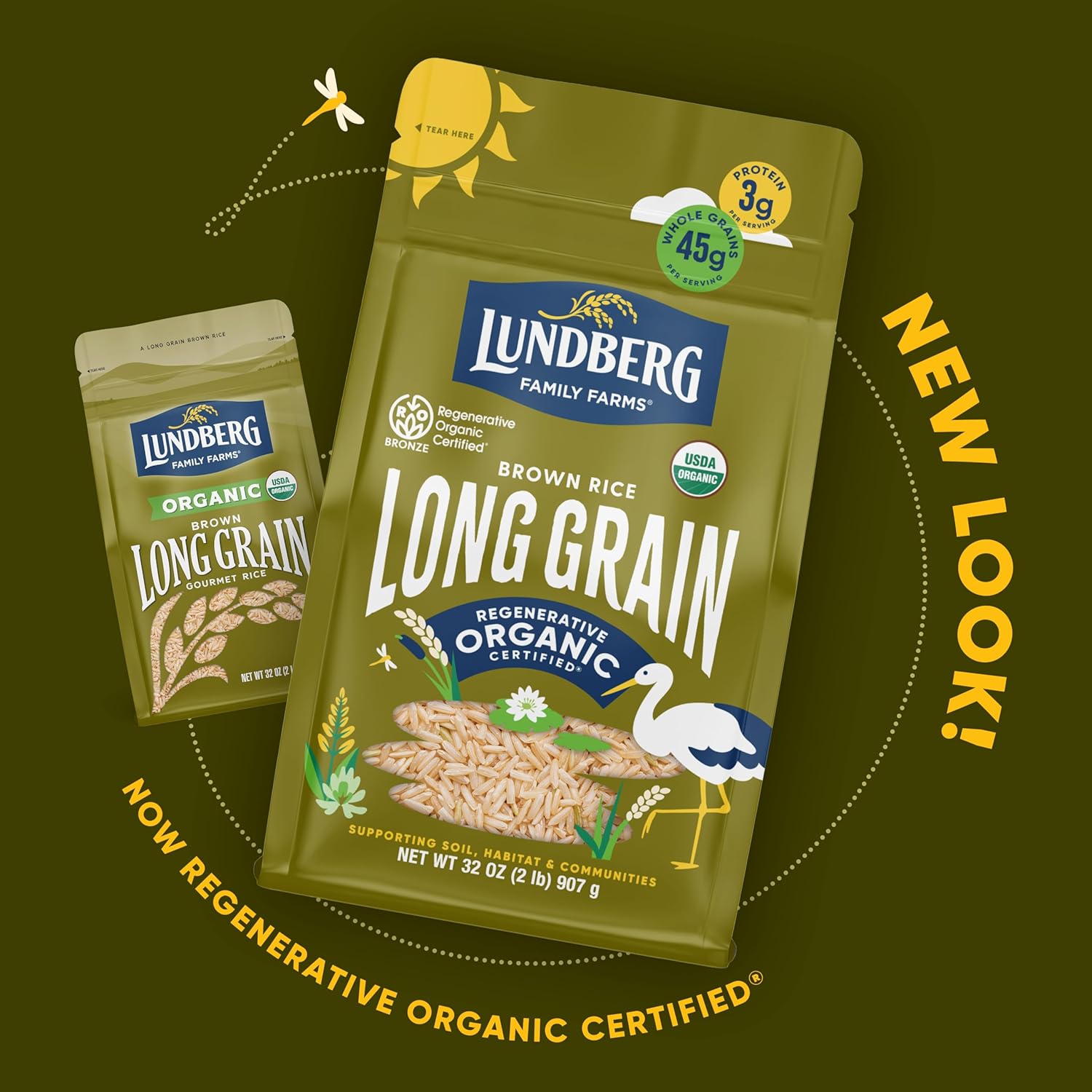Lundberg Brown Rice, Regenerative Organic Certified, 6-Pack – Non-Sticky, Aromatic Long Grain Rice, Responsibly Grown In California, 32 Oz Ea