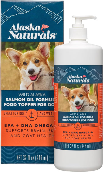 Alaska Naturals – Wild Alaska Salmon Oil Formula Dog Food Topper – Epa And Dha Omega-3 - Supplement For Healthy Skin, Shiny Coat – Made In The Usa – 8 Oz. Pump Bottle