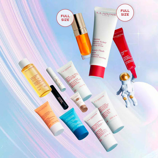 Clarins Christmas Gift Set | 12 Day Advent Calendar For Women | Worth £162 | Includes Full Size Beauty Flash Balm And Lip Comfort Oil 01 Honey