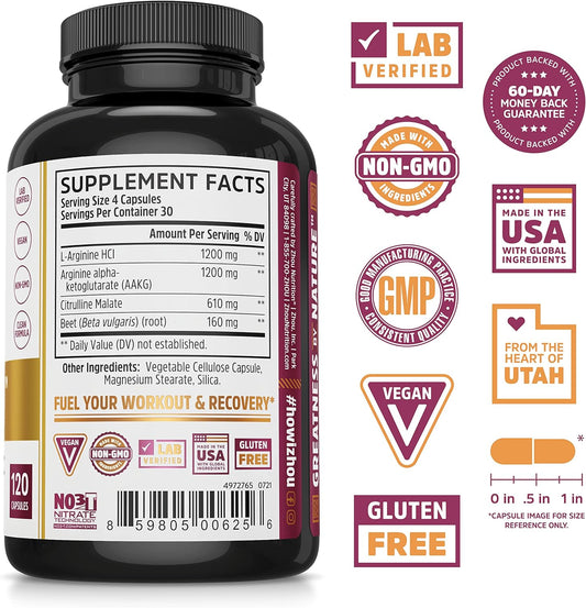 Zhou Nitric Oxide With L Arginine, Citrulline Malate, Aakg And Beet Ro