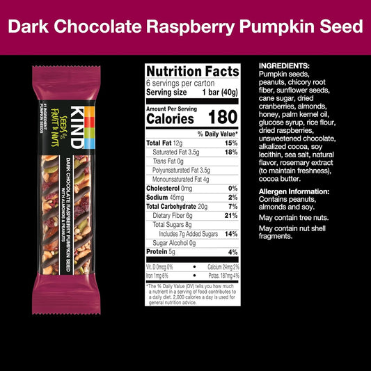 KindĀ® Bars Seeds, Fruit And Nuts 18Ct Variety Pack (Strawberry, Dark Chocolate Raspberry And Orange Cranberry), Good Source Of Fiber, Gluten Free Snack Bars