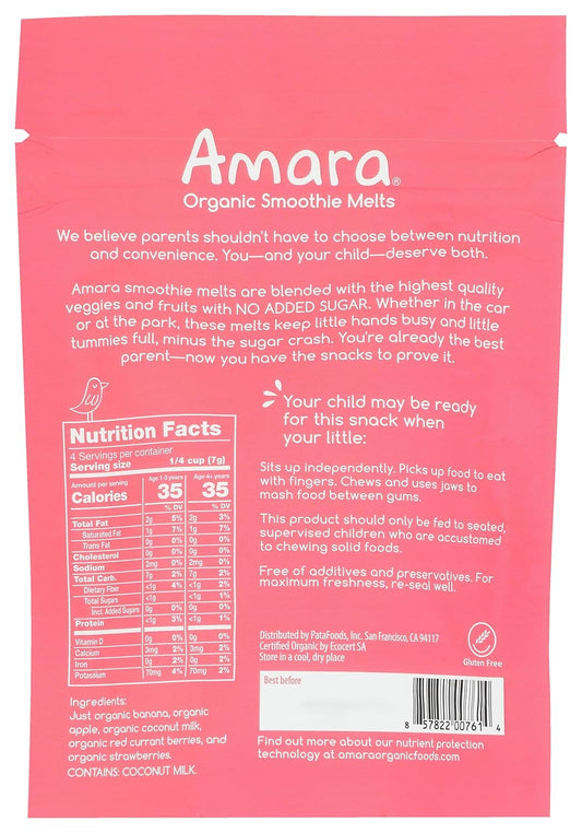 Amara Organic Mixed Red Berries Yogurt Snack Smoothie Melts, 1 Oz