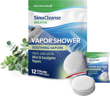 Sinucleanse Vapor Shower Steamers, All Natural Lemongrass, Eucalyptus & Mint Aromatherapy, 12 Extra Large Vapor Shower Tablets, Relaxation And Spa Gifts For Women And Men, Made In Usa