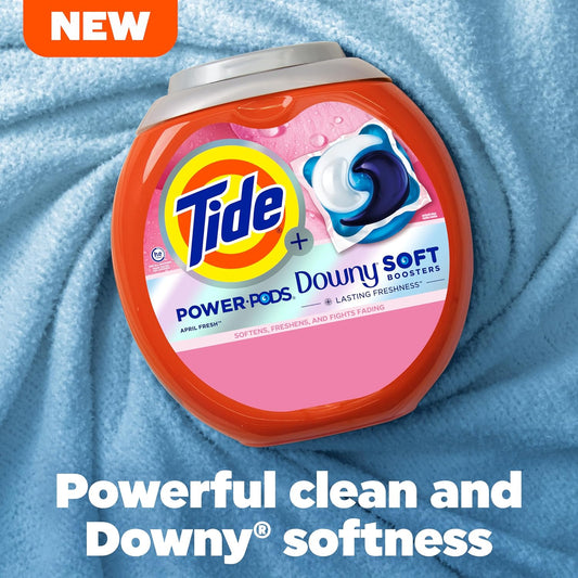 Tide Power Pods 2-In-1 Laundry Detergent Pods With Downy Soft Boosters, Lasting Freshness With April Fresh Scent, 45 Count