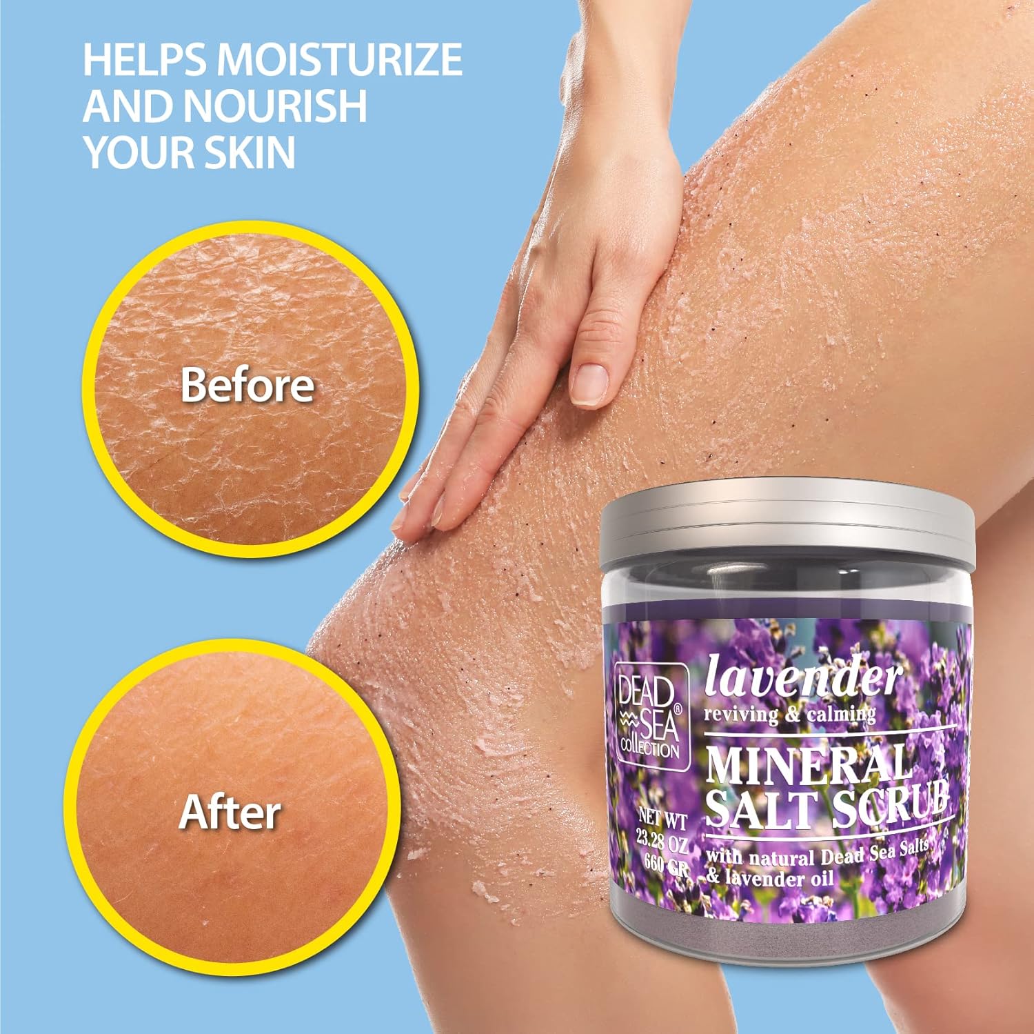 Dead Sea Collection Salt Body Scrub - 2 X Large 23.28 Oz - Lavender & Eucalyptus - Exfoliating Effect - Includes Organic Essential Oils & Natural Dead Sea Minerals : Beauty & Personal Care