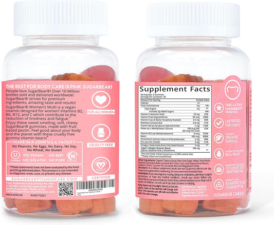 Sugarbear Women'S Multivitamin Gummies, Vegan Collagen Booster Blend With Glutathione, Omega-3, Folate, Biotin & Vitamins C, D, E, B6, B12 Gummy Supplements For Women (3 Months Gift Set + Free Brush)