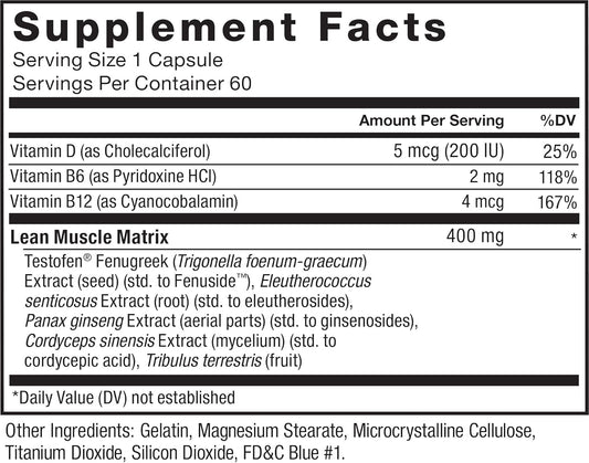 Force Factor Test X180 Supplement For Men Capsules, 60 Count, (Packaging May Vary)
