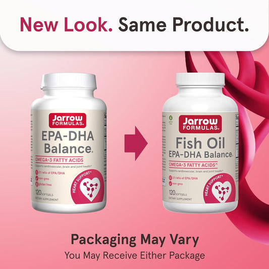 Jarrow Formulas Epa-Dha Balance, 1,200 Mg Omega-3 Fatty Acids For Cardiovascular Support, 120 Softgels, 60 Day Supply