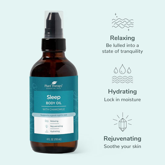Plant Therapy Sleep Body Oil with Chamomile 4 oz Promotes a Good Night's Rest, Calms a Restless Mind & Body, Softens & Nourishes Skin