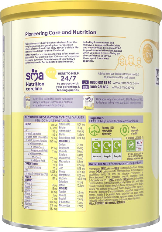 Sma First Infant Baby Milk Powder Formula, From Birth, 800 G (Pack Of 4)