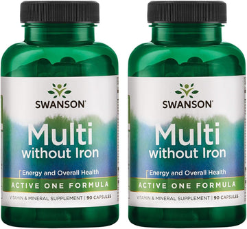 Swanson Active One Multivitamin Without Iron 90 Capsules (2 Pack)