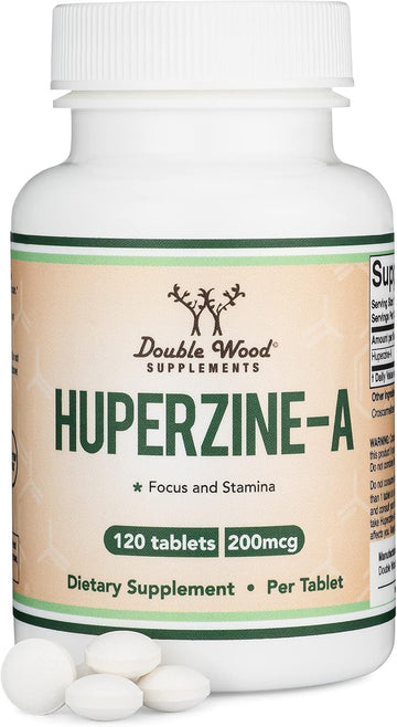 Huperzine A 200Mcg (Third Party Tested) Non-Gmo, Gluten Free, 120 Tablets, Brain Supplement To Promote Acetylcholine (Acetylcholinesterase Inhibitor) - Supports Memory And Focus By Double Wood