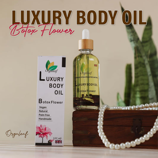 Orgaleaf Luxury Body Oil, Botox Flower, Handmade, Natural, Vegan, 100 Ml